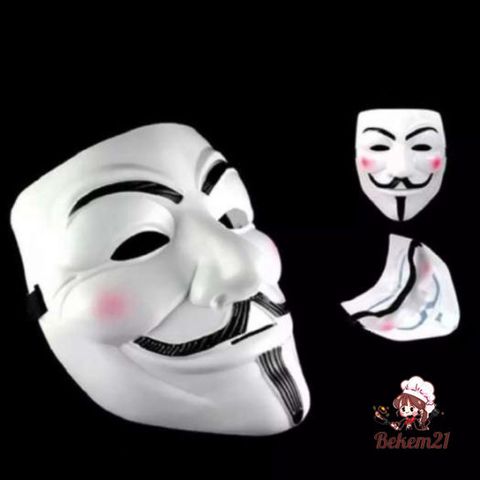 Mặt Nạ Hacker Anonymous Trắng Đen - Đạo Cụ Cosplay Halloween Thiết Kế V for Vendetta, Phụ Kiện Thời Trang Vui Nhộn