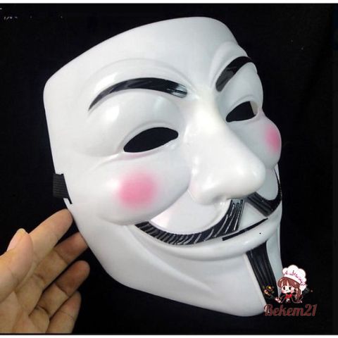 Mặt Nạ Hacker Anonymous Trắng Đen - Đạo Cụ Cosplay Halloween Thiết Kế V for Vendetta, Phụ Kiện Thời Trang Vui Nhộn