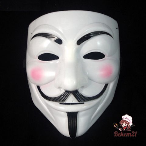 Mặt Nạ Hacker Anonymous Trắng Đen - Đạo Cụ Cosplay Halloween Thiết Kế V for Vendetta, Phụ Kiện Thời Trang Vui Nhộn