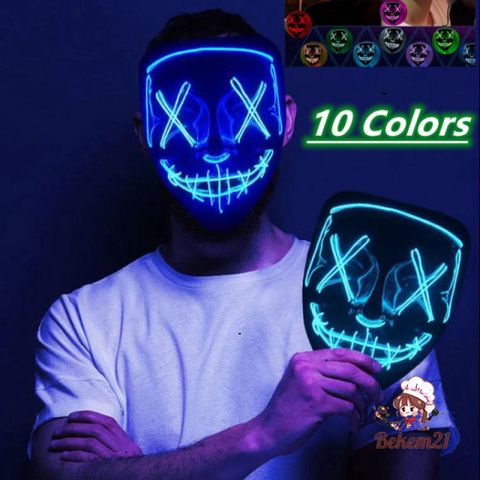 Mặt Nạ Hóa Trang Halloween LED Độc Đáo 10 Màu - Phụ Kiện Đi Tiệc, Sự Kiện, Sinh Nhật, Đèn Flash Thú Vị