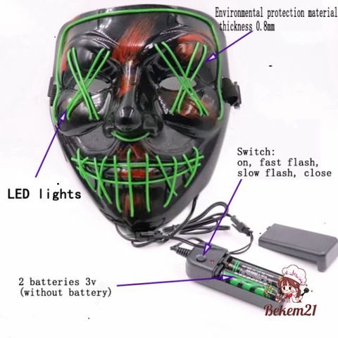 Mặt Nạ Hóa Trang Halloween LED Độc Đáo 10 Màu - Phụ Kiện Đi Tiệc, Sự Kiện, Sinh Nhật, Đèn Flash Thú Vị