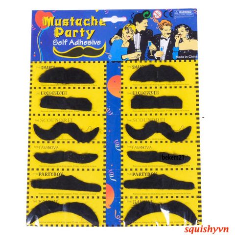 Bộ 12 Miếng Dán Râu Giả Thời Trang Độc Đáo Cho Nam Nữ - Phong Cách Quái Đản, Thích Hợp Cho Bữa Tiệc