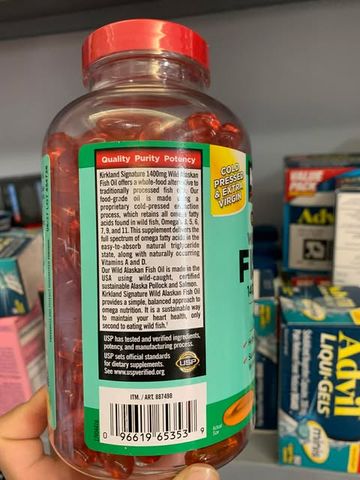 Dầu Cá Alaska Kirkland Signature 1400mg - 230 Viên Omega-3 Tự Nhiên Hỗ Trợ Tim Mạch và Sức Khỏe Xương