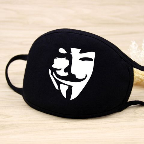 Khẩu Trang Vải In Hình Hacker Anonymous Đen - Kháng Khuẩn Cotton Anime/Manga Thời Trang Unisex, Chống Bụi