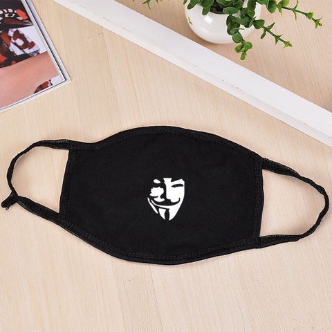 Khẩu Trang Vải In Hình Hacker Anonymous Đen - Kháng Khuẩn Cotton Anime/Manga Thời Trang Unisex, Chống Bụi