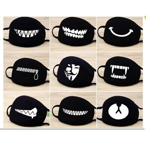 Khẩu Trang Vải In Hình Hacker Anonymous Đen - Kháng Khuẩn Cotton Anime/Manga Thời Trang Unisex, Chống Bụi