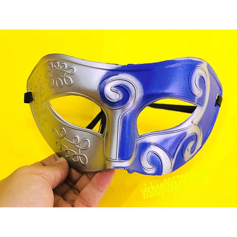 Mặt Nạ Nửa Mặt Bạc Phối Xanh Cổ Điển - Phụ Kiện Hóa Trang Halloween, Tiệc Tùng, Lễ Hội, Dây Đeo Rẻ Chất Lượng