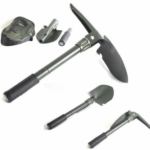 Bộ Cuốc Xẻng Du Lịch Đa Năng 4 in 1 - Thiết Kế Gấp Gọn Có Túi Đựng - Dụng Cụ Cắm Trại Chuyên Dụng, Đi Phượt, Làm Vườn