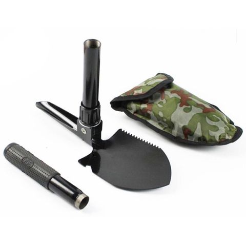 Bộ Cuốc Xẻng Du Lịch Đa Năng 4 in 1 - Thiết Kế Gấp Gọn Có Túi Đựng - Dụng Cụ Cắm Trại Chuyên Dụng, Đi Phượt, Làm Vườn