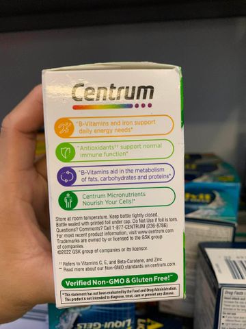 Viên uống Centrum Multivitamin tổng hợp 60 viên - Bổ sung Vitamin & Khoáng Chất Hỗ Trợ Sức Khỏe Người Lớn & Người Già