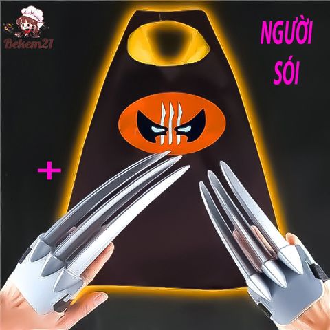 Mặt Nạ Hóa Trang Kinh Dị Halloween Hình Sói Đen - Áo choàng móng vuốt cho nam nữ, Phụ Kiện Tiệc Tùng Thú Vị