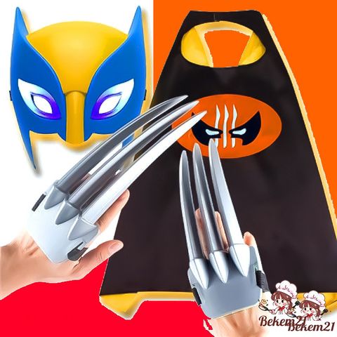 Mặt Nạ Hóa Trang Kinh Dị Halloween Hình Sói Đen - Áo choàng móng vuốt cho nam nữ, Phụ Kiện Tiệc Tùng Thú Vị