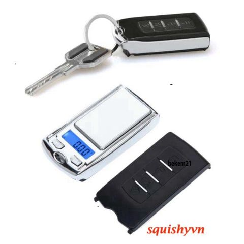 Cân Tiểu Ly Điện Tử Mini Móc Khóa Chính Xác 200g - Thiết Kế Remote Siêu Nhỏ Gọn, Độ Chia 0.01g, Màn Hình LCD Sáng Nền Xanh