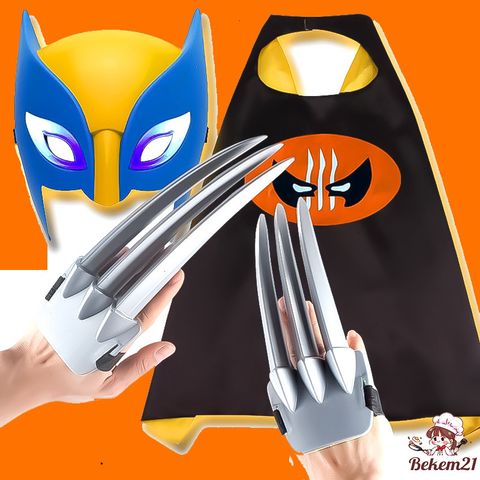 Trang Phục Hóa Trang Nhân Vật Sói Xám Hoạt Hình Cho Trẻ Em & Người Lớn - Mặt Nạ & Móng Vuốt Wolverine Thú Vị