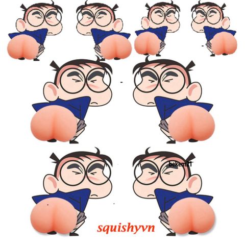 Miếng Dán Mông Sillicon CONAN Edogawa Thám Tử Quả Đào - Sticker Giảm Căng Thẳng Độc Đáo, Quà Tặng Đáng Yêu