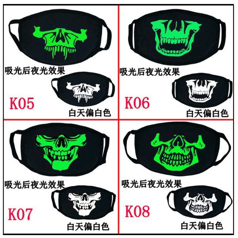 Khẩu Trang Dạ Quang Phát Sáng Vải Cotton Hình Đầu Lâu Cool - Khẩu Trang Anime Naruto, One Piece, Attack on Titan
