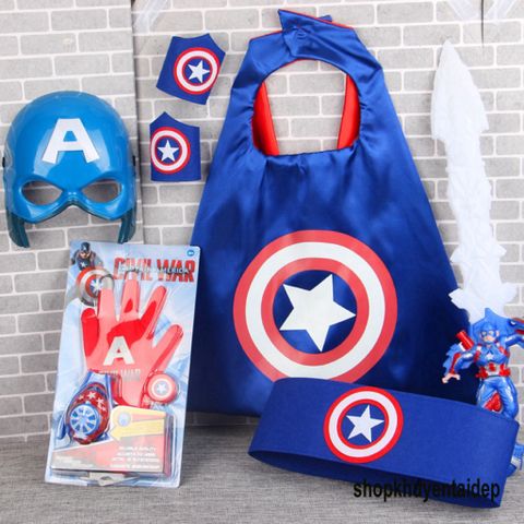 Bộ Phục Trang Đội Trưởng Mỹ Captain America - Khiên và Áo Kiếm Siêu Anh Hùng Cho Bé Trai Và Bé Gái, Thời Trang Halloween