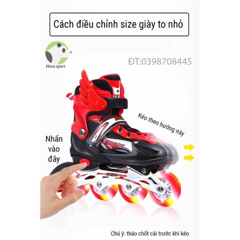 Giày trượt patin phát sáng Sport cao cấp điều chỉnh kích cỡ cho trẻ em và người lớn - Mẫu mới 2020, Ấn tượng, An toàn