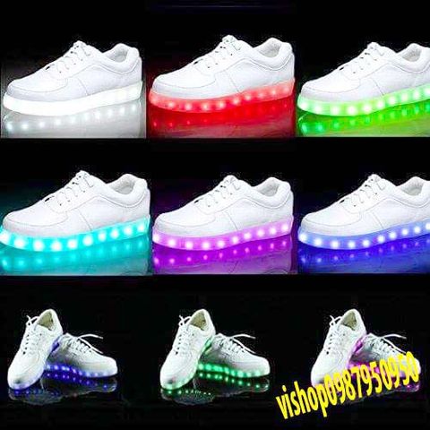 Giày trắng phát sáng LED 7 màu thời trang Hàn Quốc - Đế chống nước, dễ dàng điều chỉnh ánh sáng cho cả nam nữ