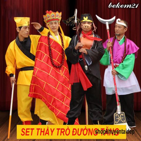 Bộ Trang Phục Tây Du Ký - Set Hóa Trang 4 Thầy Trò Đường Tăng, Tôn Ngộ Không, Sa Tăng, Chư Bát Giới - Quà Tặng Fan Hâm Mộ
