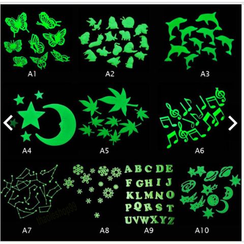 Hình Dán Dạ Quang 3D - Bộ Sticker Dán Tường Sáng Rực Đêm Trang Trí Nhà Cửa Độc Đáo, Bền Bỉ, Nhiều Mẫu Chọn Lựa