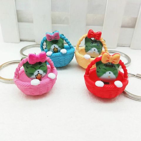 Móc Khóa Mèo Ngồi Trong Giỏ Mây - Phụ Kiện Thời Trang Dễ Thương, Quà Tặng Độc Đáo Cho Người Thân Yêu