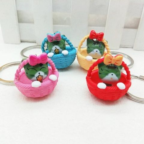 Móc Khóa Mèo Ngồi Trong Giỏ Mây - Phụ Kiện Thời Trang Dễ Thương, Quà Tặng Độc Đáo Cho Người Thân Yêu