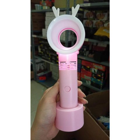 Quạt Mini Cẩm Tay Không Cánh An Toàn - Quạt Sạc USB Du Lịch Thời Trang với Đèn LED - Quà Tặng Tiện Ích cho Mọi Người
