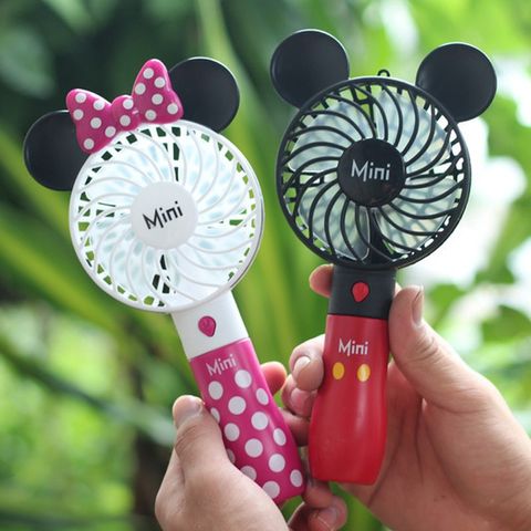 Quạt Cầm Tay Mini Mickey Minnie Dễ Thương - Quạt USB Sạc Lại Với Đèn LED, 3 Chế Độ Gió, Tiện Dụng Cho Ngày Hè