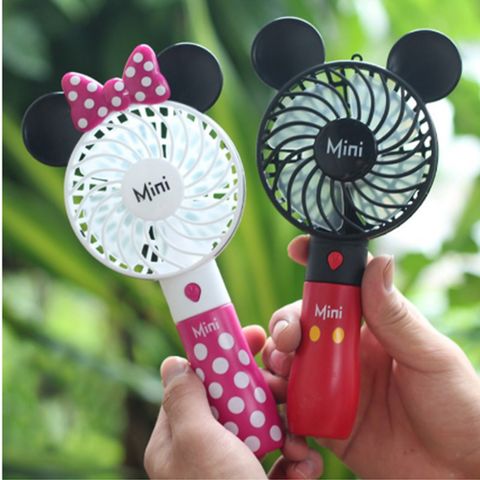Quạt Cầm Tay Mini Mickey Minnie Dễ Thương - Quạt USB Sạc Lại Với Đèn LED, 3 Chế Độ Gió, Tiện Dụng Cho Ngày Hè
