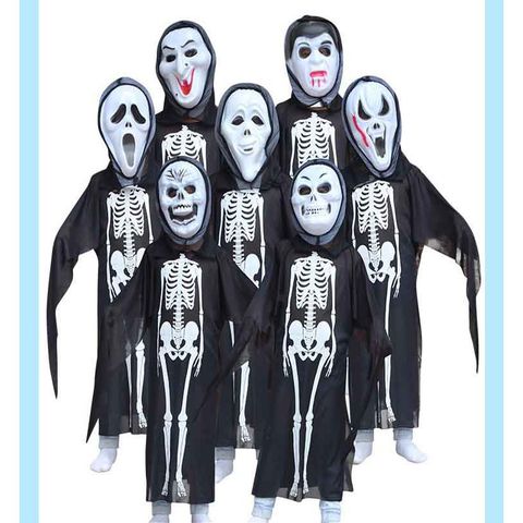 Trang Phục Hóa Trang Halloween Cao Cấp - Bộ Quần Áo Ma Xương Người và Mặt Nạ Đầu Lâu Rùng Rợn Cho Nam Nữ