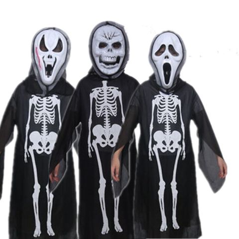 Trang Phục Hóa Trang Halloween Cao Cấp - Bộ Quần Áo Ma Xương Người và Mặt Nạ Đầu Lâu Rùng Rợn Cho Nam Nữ