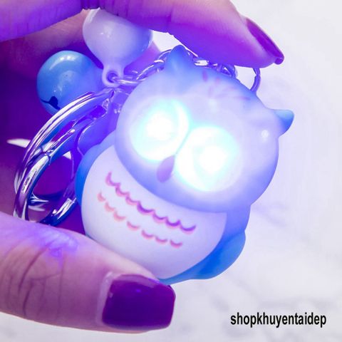 Móc Khóa Phát Sáng LED Hình Cú Mèo - Móc Khóa Đèn Kêu Độc Đáo 3 Trong 1, Phụ Kiện Thời Trang Dễ Thương