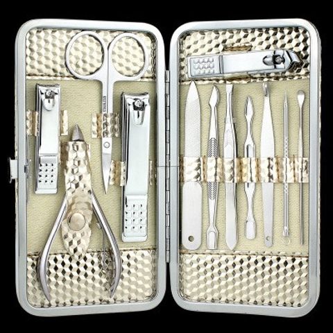 Bộ cắt móng tay 12 chi tiết vàng cao cấp - Bộ dụng cụ chăm sóc cá nhân gọn nhẹ, sang trọng, quà tặng ý nghĩa cho bạn và người thân