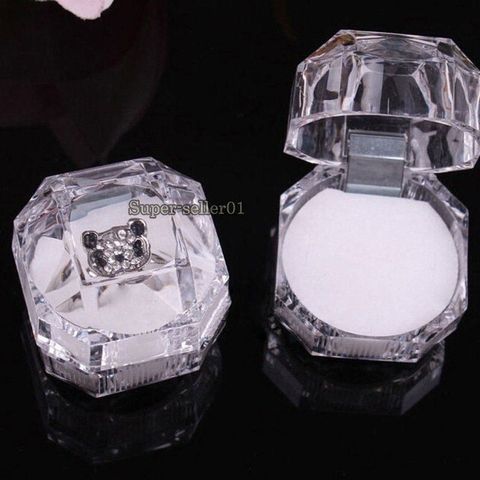 Hộp Đựng Răng Nan H và Nhẫn Tròn - Màu Đen, Trắng, Đỏ - Hộp Trang Sức Acrylic Chất Lượng Cao 4x4cm