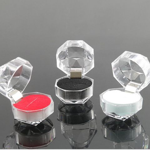 Hộp Đựng Răng Nan H và Nhẫn Tròn - Màu Đen, Trắng, Đỏ - Hộp Trang Sức Acrylic Chất Lượng Cao 4x4cm