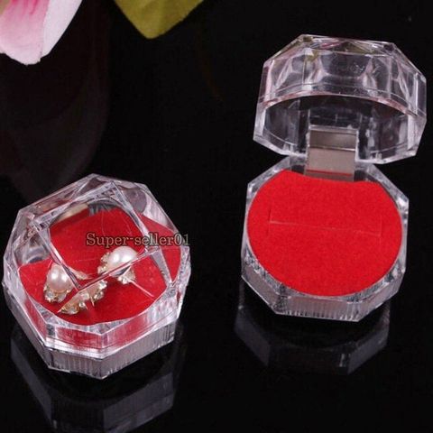 Hộp Đựng Răng Nan H và Nhẫn Tròn - Màu Đen, Trắng, Đỏ - Hộp Trang Sức Acrylic Chất Lượng Cao 4x4cm