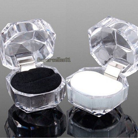 Hộp Đựng Răng Nan H và Nhẫn Tròn - Màu Đen, Trắng, Đỏ - Hộp Trang Sức Acrylic Chất Lượng Cao 4x4cm