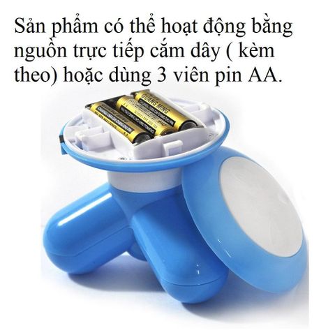 Máy Massage Mini Cầm Tay 3 Đầu - Thiết Bị Massage Trị Liệu Hỗ Trợ Giải Tỏa Mệt Mỏi, Quà Tặng Ý Nghĩa Cho Người Thân
