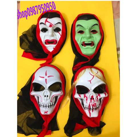 Mặt Nạ Xương Sọ Halloween - Mặt Nạ Hóa Trang Kinh Dị Có Vải Trùm Đầu - Phụ Kiện Tiệc Hóa Trang Độc Đáo