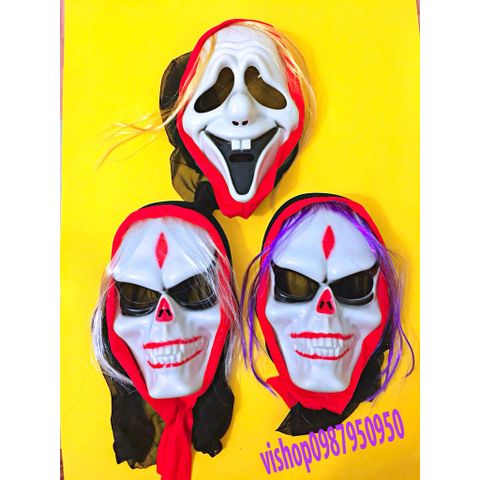 Mặt Nạ Xương Sọ Halloween - Mặt Nạ Hóa Trang Kinh Dị Có Vải Trùm Đầu - Phụ Kiện Tiệc Hóa Trang Độc Đáo