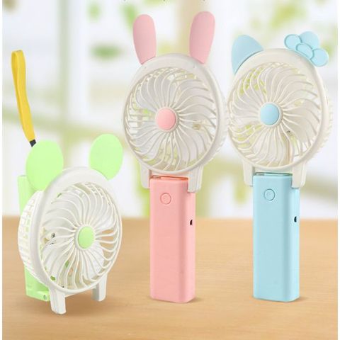 Quạt Cầm Tay Tai Thỏ Mini - Quạt Sạc Pin USB 3 Chế Độ, Đèn Pin LED, Phù Hợp Điểm Bán và Du Lịch, Màu Sắc Ngẫu Nhiên