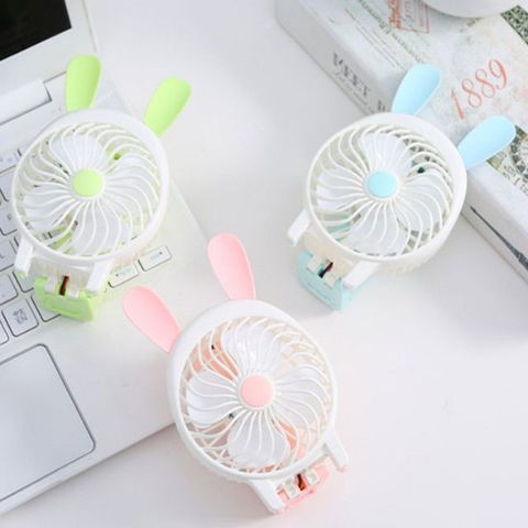 Quạt Cầm Tay Tai Thỏ Mini - Quạt Sạc Pin USB 3 Chế Độ, Đèn Pin LED, Phù Hợp Điểm Bán và Du Lịch, Màu Sắc Ngẫu Nhiên