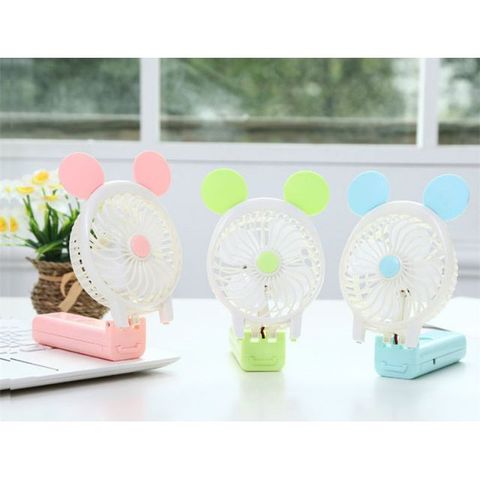 Quạt Cầm Tay Tai Thỏ Mini - Quạt Sạc Pin USB 3 Chế Độ, Đèn Pin LED, Phù Hợp Điểm Bán và Du Lịch, Màu Sắc Ngẫu Nhiên