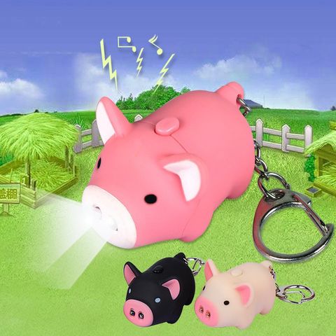 Móc Khóa Hình Con Heo Phát Sáng Đèn LED Có Nhạc - Móc Khóa Dễ Thương 3 Trong 1 Đèn Pin và Giải Trí Cho Fan Thú Cưng