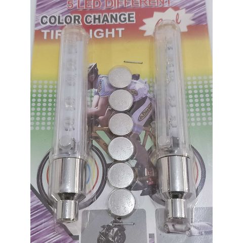 Bộ 2 Đèn LED 5 Bóng Gắn Van Bánh Xe Đạp/Xe Máy/Ô Tô - Trang Trí Bánh Xe Vừa Mắt, Dễ Dàng Lắp Đặt, Tặng Kèm 6 Pin AG10