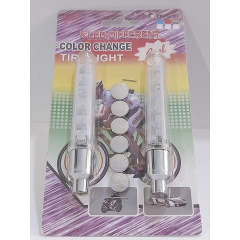 Bộ 2 Đèn LED 5 Bóng Gắn Van Bánh Xe Đạp/Xe Máy/Ô Tô - Trang Trí Bánh Xe Vừa Mắt, Dễ Dàng Lắp Đặt, Tặng Kèm 6 Pin AG10