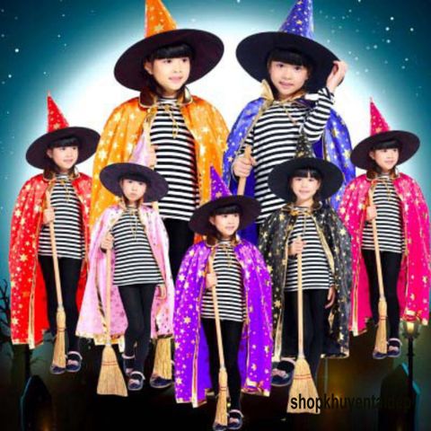 Bộ Hóa Trang Phù Thủy Áo Choàng và Nón Halloween 2020 - Đồ Hóa Trang Lễ Hội Cho Trẻ Em, Chất Lượng Cao, Tiện Dụng