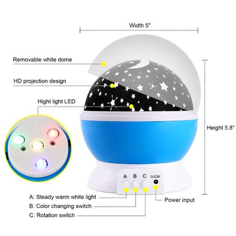 Đèn Chiếu Sao 3D Tự Xoay 360 Star Master Pro - Đèn Ngủ Biến Đổi 7 Màu LED Chiếu Bầu Trời Sao Cho Phòng Ngủ êm dịu