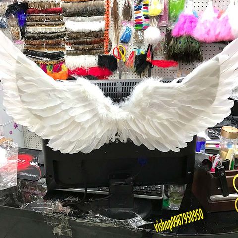 Cánh Thiên Thần Hóa Trang Trắng Đen - Phụ Kiện Cosplay Tiệc Tùng Cho Trẻ Em và Người Lớn, Chất Liệu Lông Vũ Mềm Mại